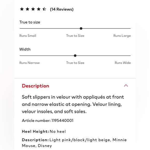 H&M Disney Baby Soft Appliqué Slippers Pink Size US 1-2/EU 16-17 NWT - Picture 4 of 8